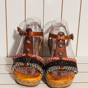 Corkys Brown Sandals with Intricate Design and Ankle Straps